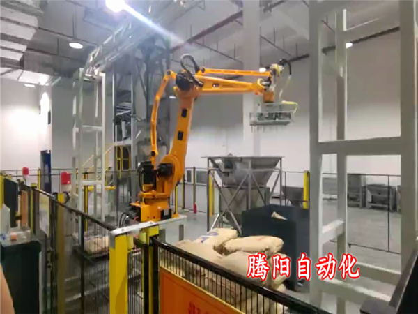 塑料顆粒拆包投料機(jī)器人自動完成拆包投料